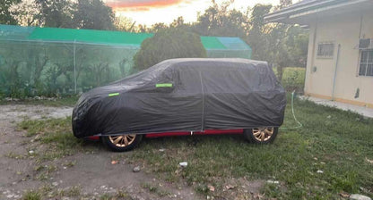 (BLACK EDITION)HATCHBACK SIZE COVER WATERPROOF, DUSTPROOF,HEATPROOF, WINDPROOF,OUTDOOR & INDOOR DURABLE CAR COVER FREE CAR WAX & MICROFIBER CLOTH