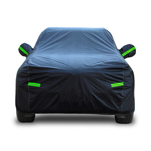 (BLACK EDITION) PICK UP SIZE COVER, ALUMINIZED FABRIC WITH COTTON INNER, 100%WATERPOOF FREE CAR WAX and MICROFIBER CLOTH