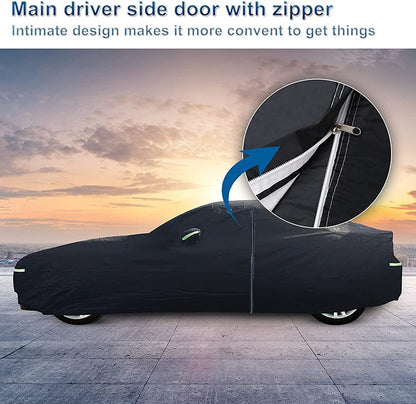 (BLACK EDITION)SEDAN WATERPROOF CAR COVER AND OUTDOOR SUN PROTECTION COVER,FREE CAR WAX & MICROFIBER CLOTH