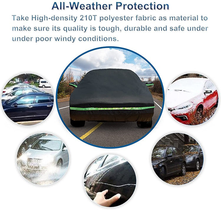 (BLACK EDITION)SEDAN WATERPROOF CAR COVER AND OUTDOOR SUN PROTECTION COVER,FREE CAR WAX & MICROFIBER CLOTH