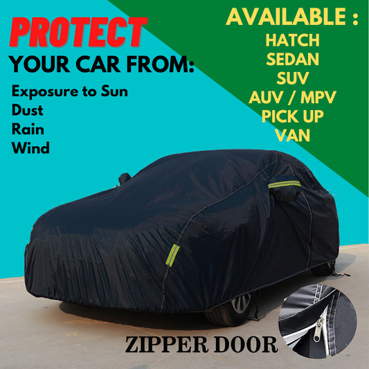 (BLACK EDITION)SEDAN WATERPROOF CAR COVER AND OUTDOOR SUN PROTECTION COVER,FREE CAR WAX & MICROFIBER CLOTH